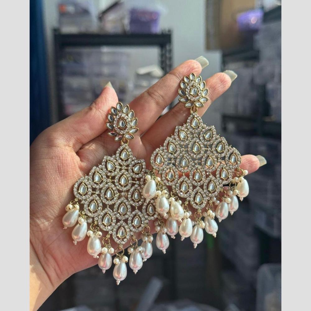 Manisha Jewellery Gold Plated Kundan Stone And Pearls Dangler Earrings