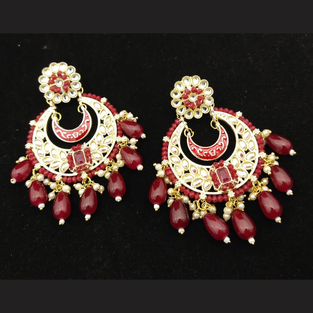 Manisha Jewellery Gold Plated Kundan Stone And Pearls Dangler Earrings