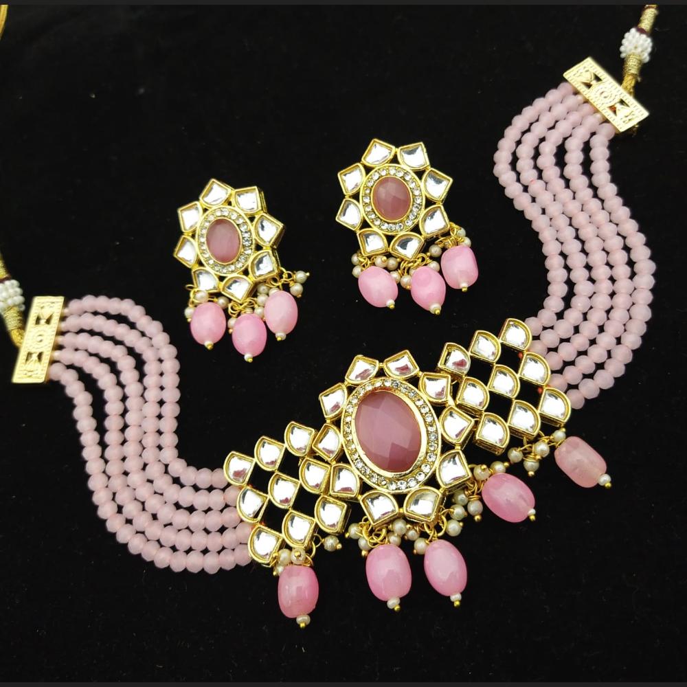 Manisha Jewellery Gold Plated Kundan Stone And Beads Choker Necklace Set