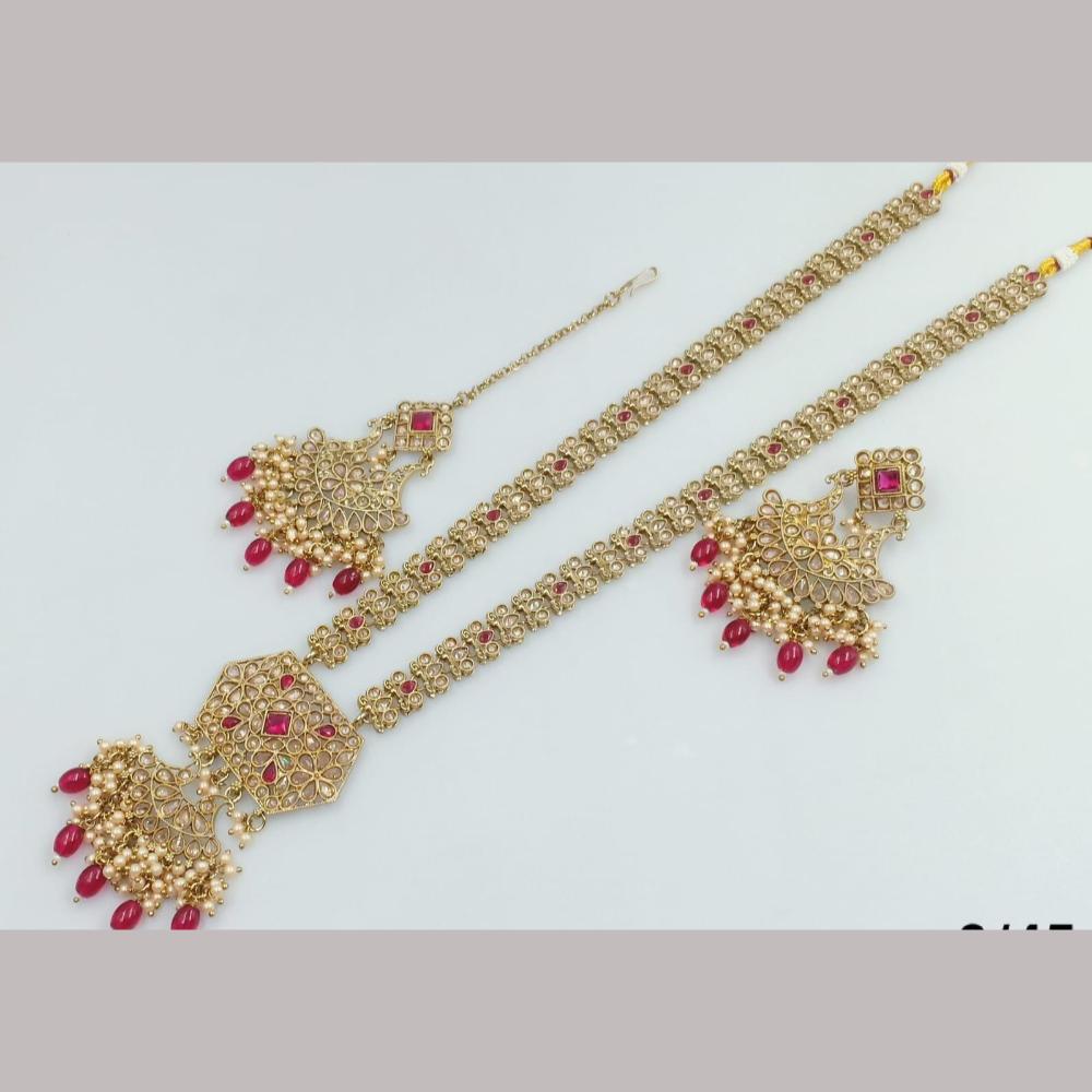 Manisha Jewellery Gold  Plated Kundan Stone And Beads Long Necklace Set