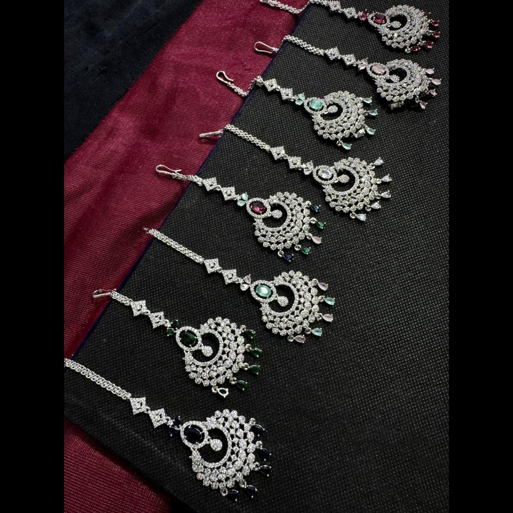 Manisha Jewellery Silver Plated American Dimond Maangtikka