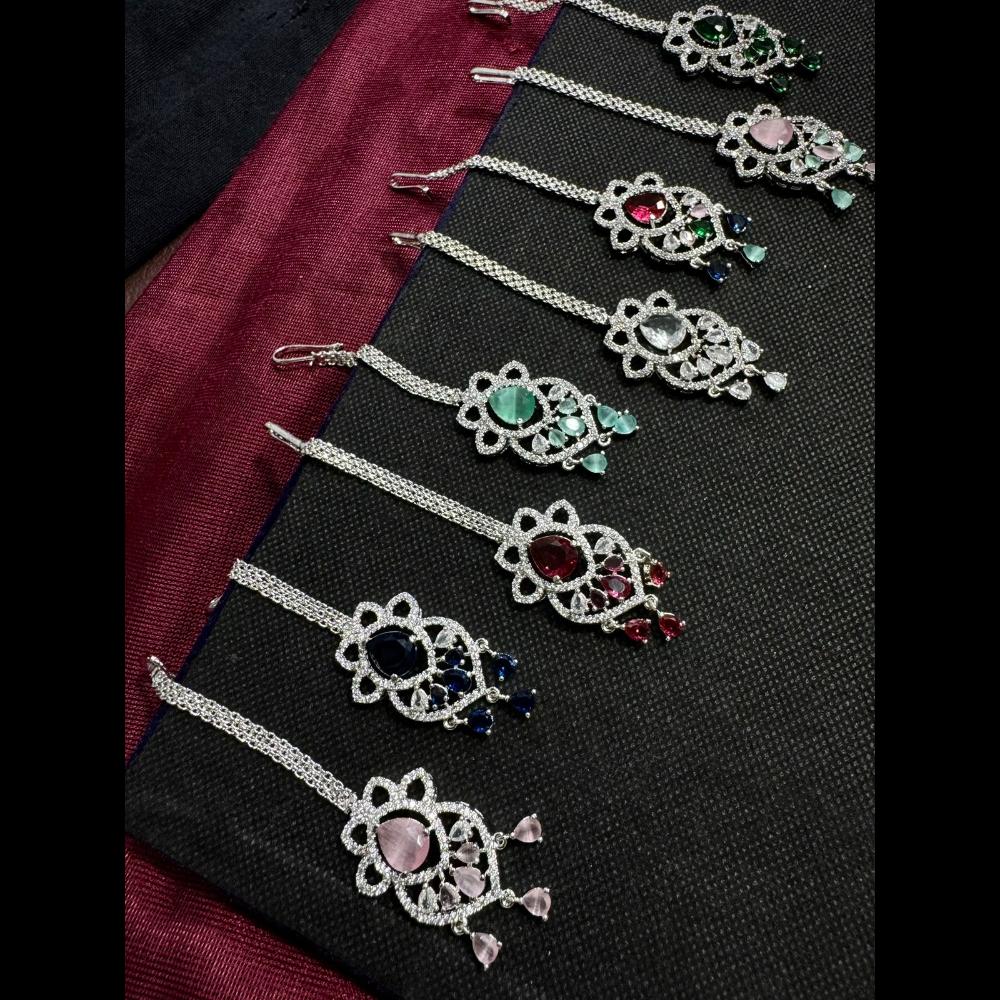 Manisha Jewellery Silver Plated American Dimond Maangtikka
