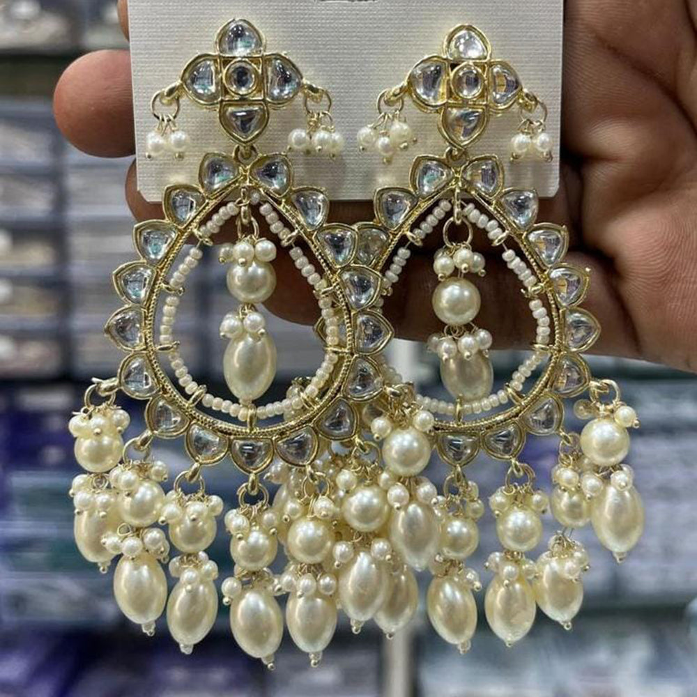 Manisha Jewellery Gold Plated Kundan Stone And Pearls Dangler Earrings