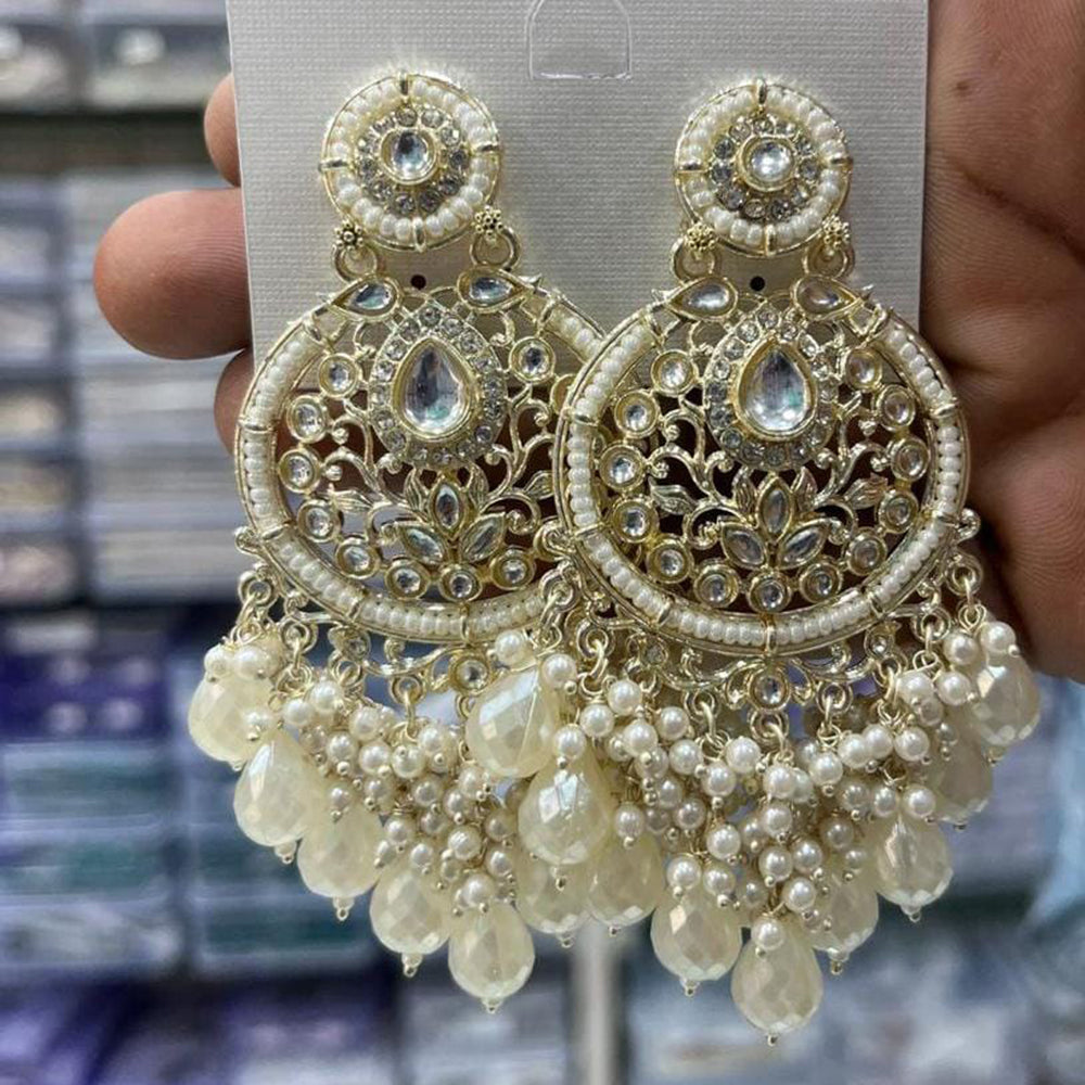 Manisha Jewellery Gold Plated Kundan Stone And Pearls Dangler Earrings