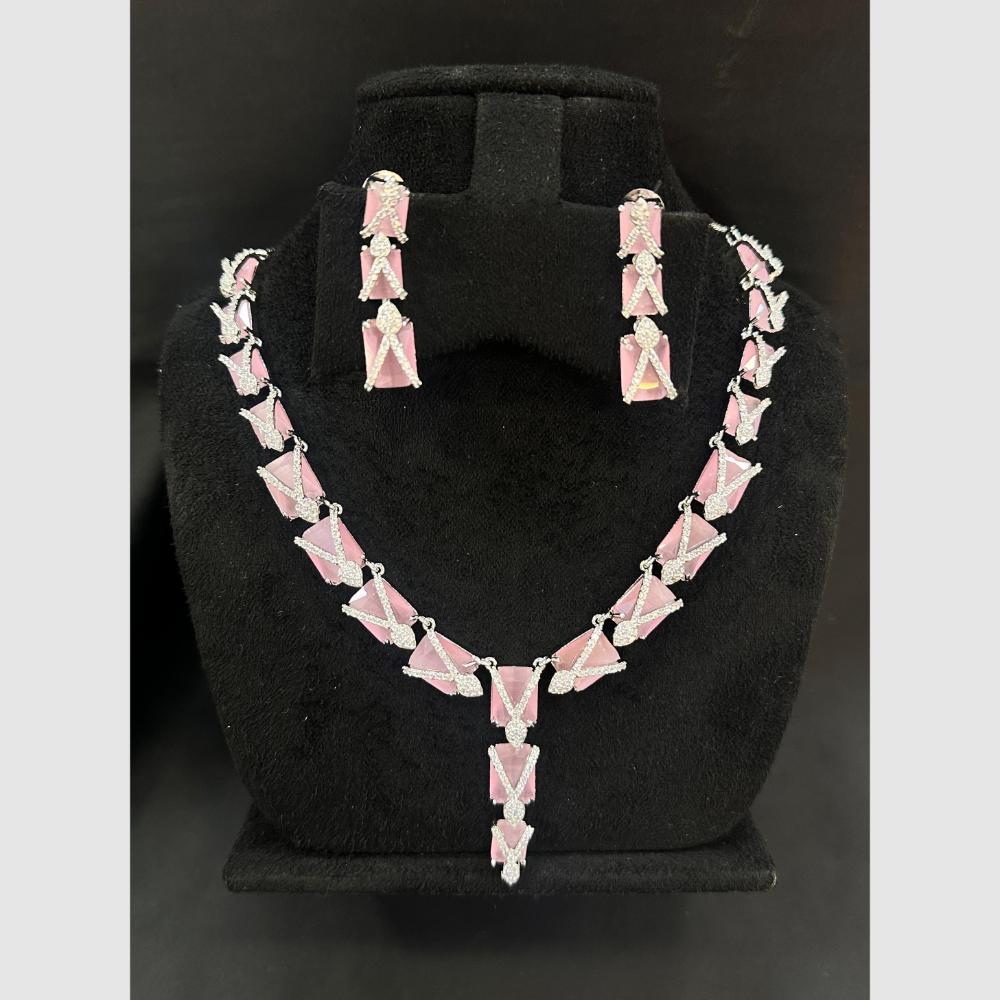 Manisha Jewellery Silver Plated Crystal Stone Necklace Set