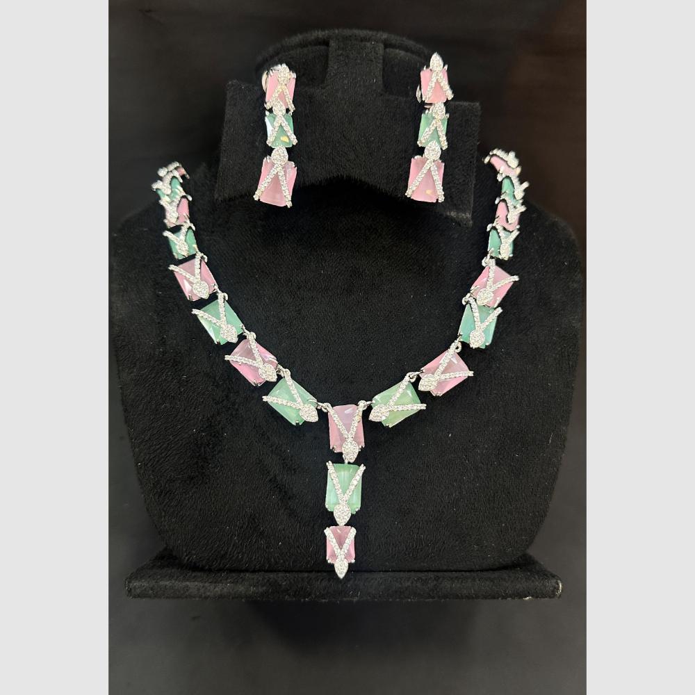 Manisha Jewellery Silver Plated Crystal Stone Necklace Set