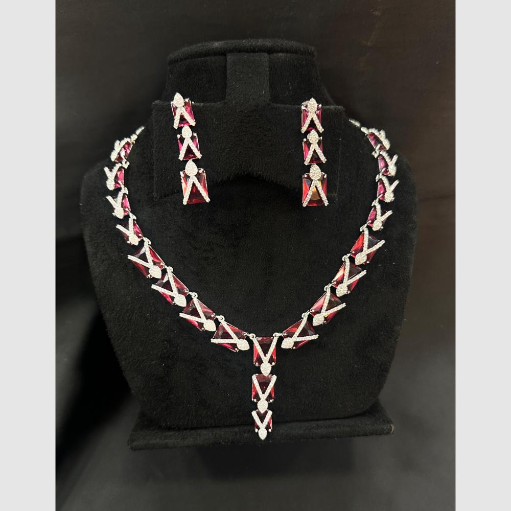 Manisha Jewellery Silver Plated Crystal Stone Necklace Set