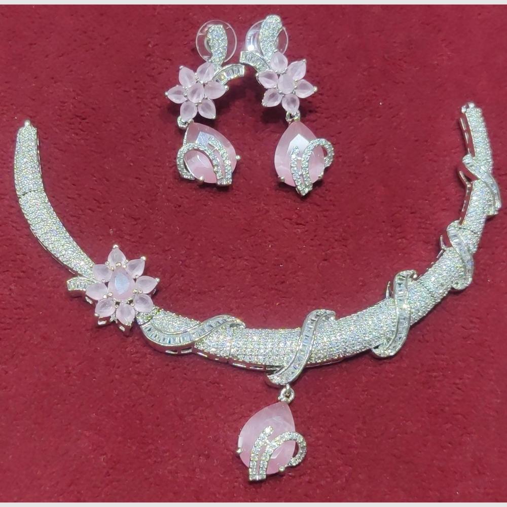 Manisha Jewellery Silver Plated AD Stone Necklace Set