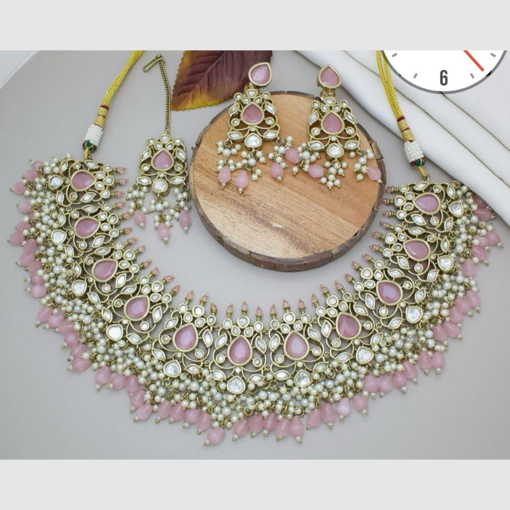 Manisha Jewellery Gold Plated Kundan Stone And Pearls  Necklace Set