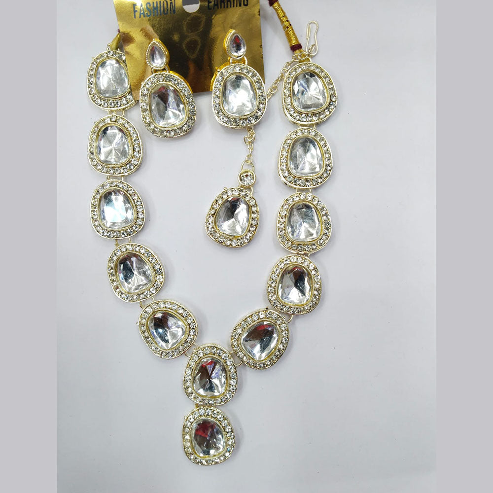 Manisha Jewellery Gold Plated Austrian Stone And Crystal Stone Necklace Set