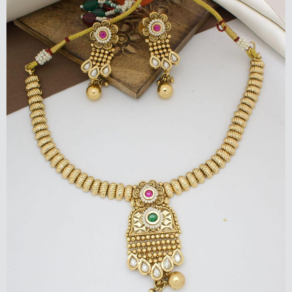 Manisha Jewellery Gold Plated Kundan Stone And Pearls Necklace Set