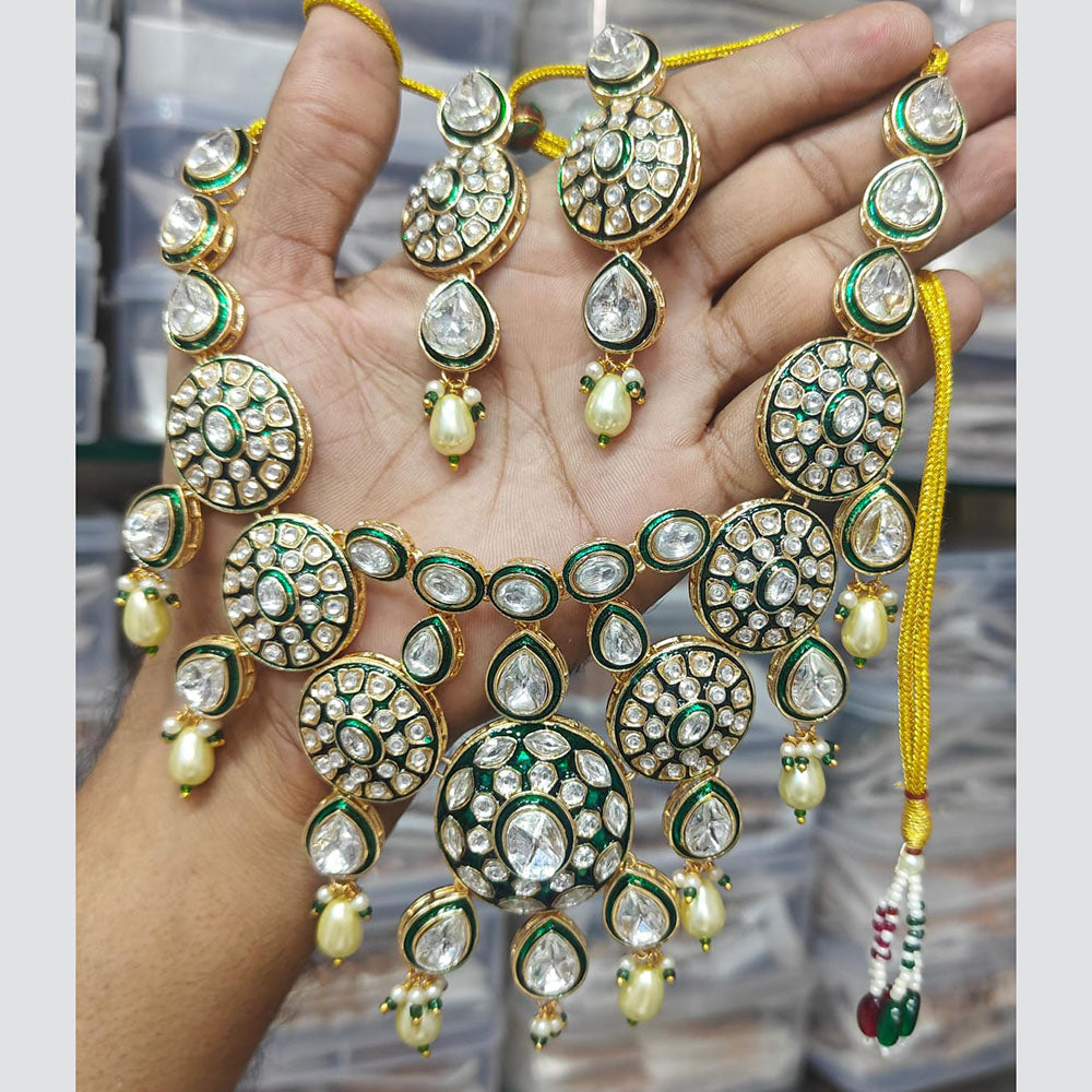 Manisha Jewellery Gold Plated Kundan Stone And Meenakari Necklace