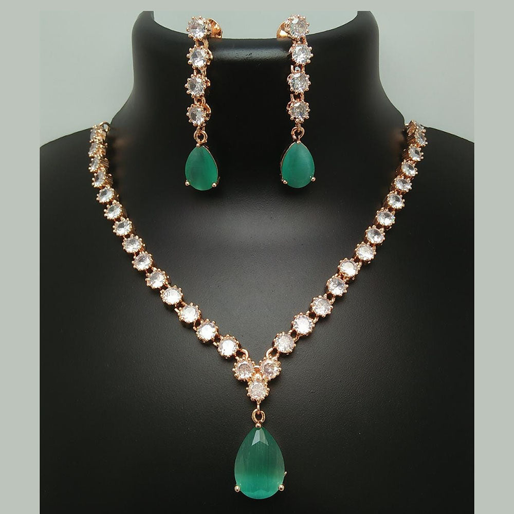 Manisha Jewellery Rose Gold Plated Crystal Stone Necklace Set