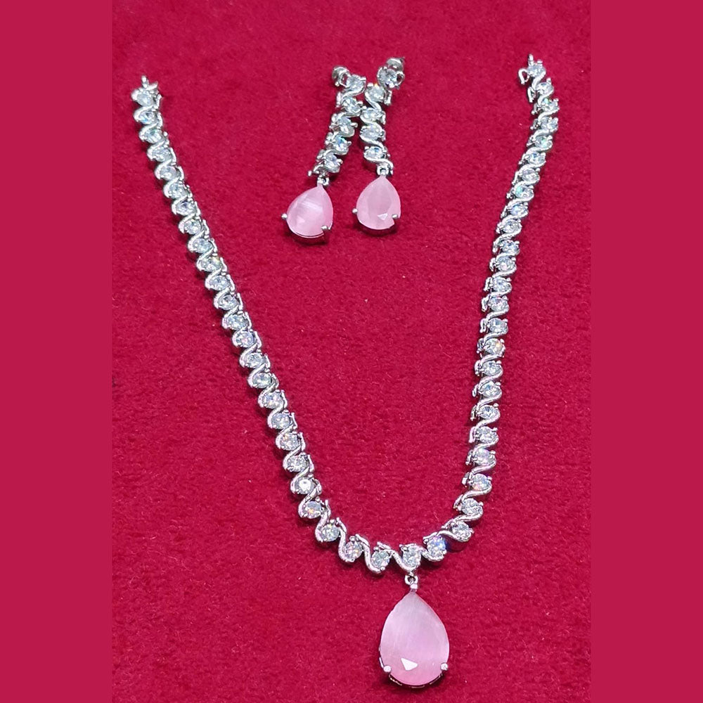 Manisha Jewellery Silver Plated American Diamond Necklace Set