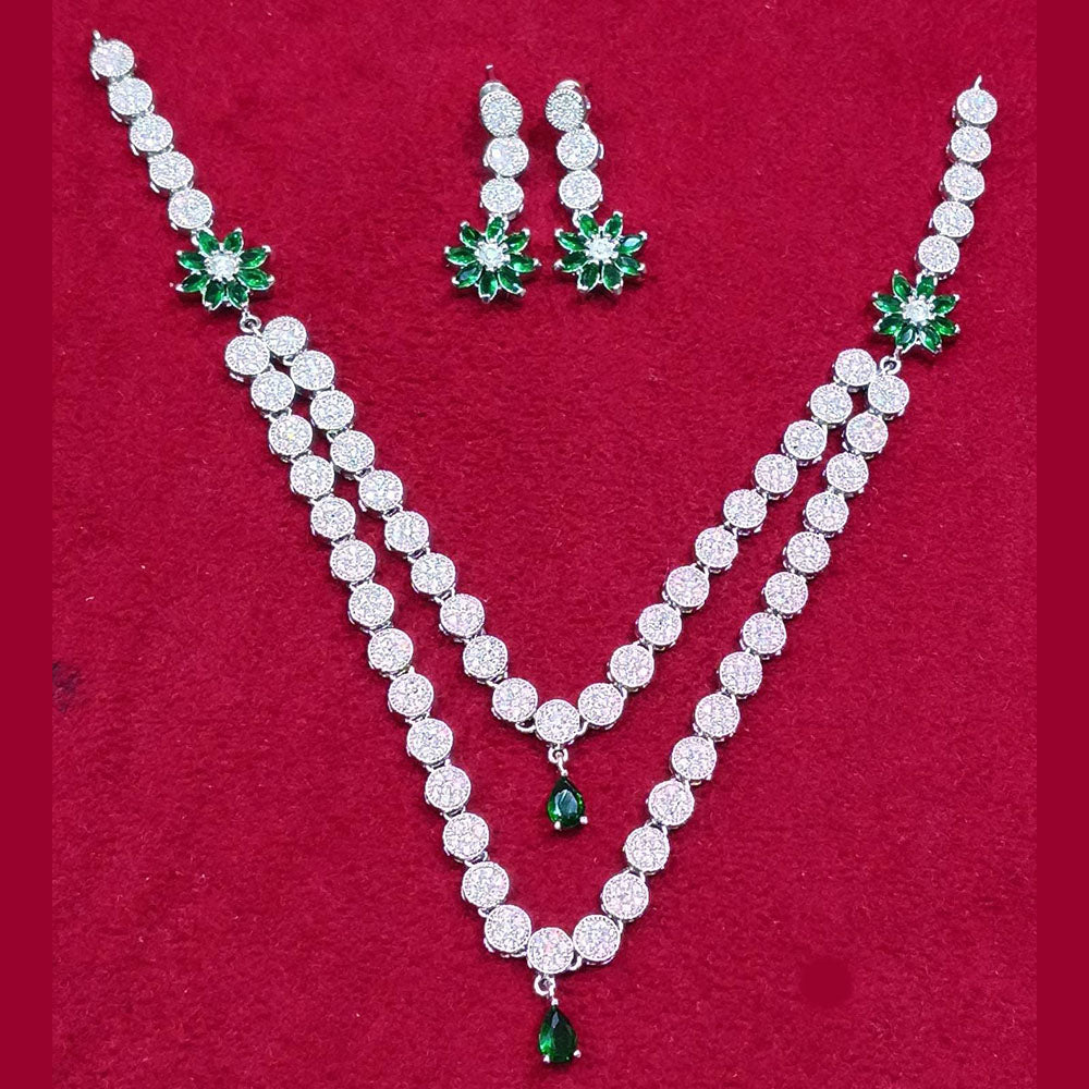Manisha Jewellery Silver Plated American Diamond Necklace Set