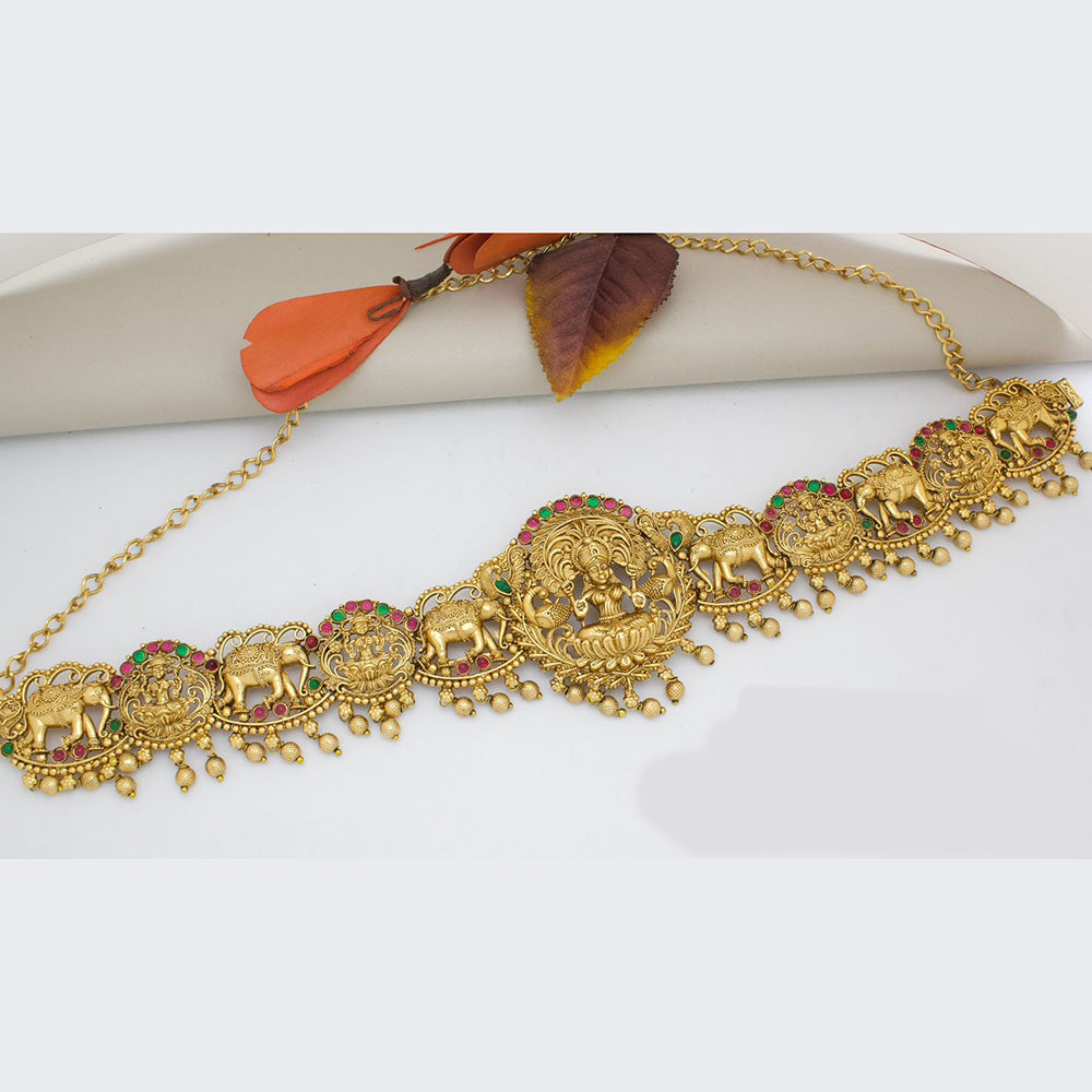 Manisha Jewellery Gold Plated Pota Stone Temple Kamarbandh