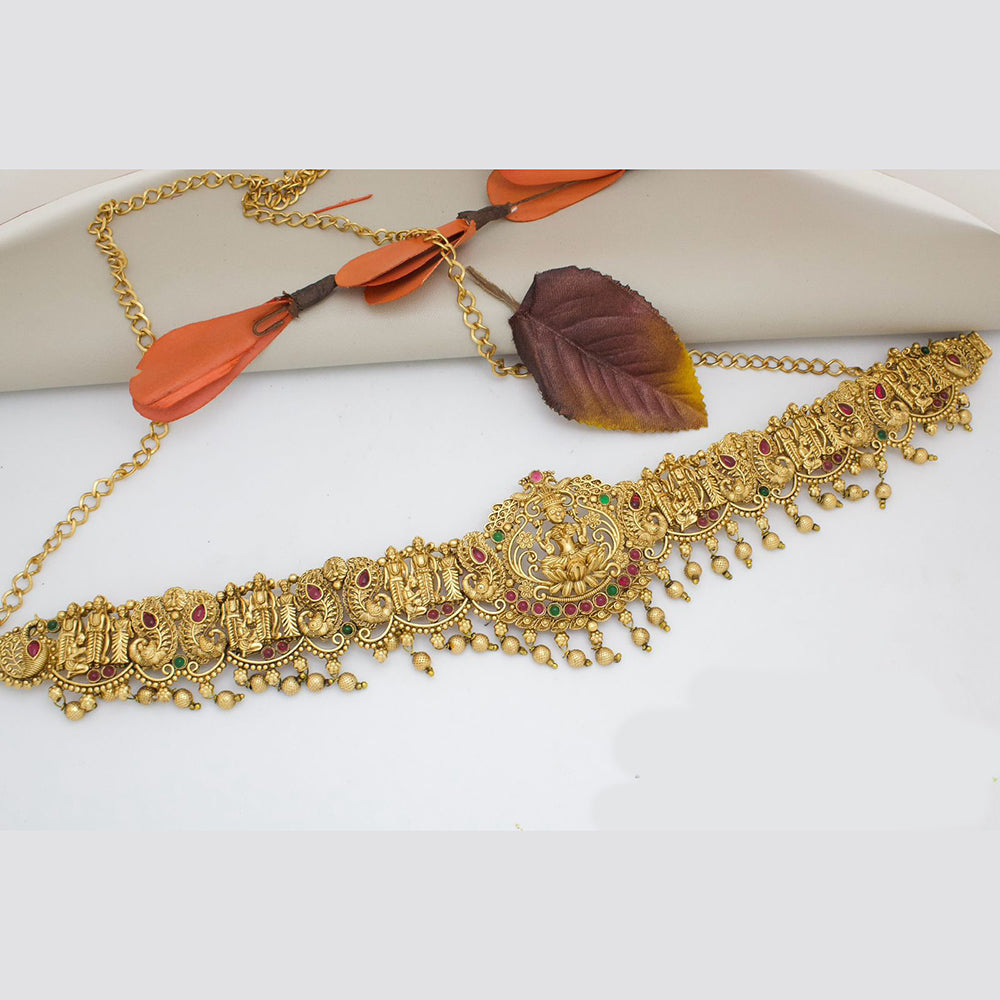 Manisha Jewellery Gold Plated Pota Stone Temple Kamarbandh