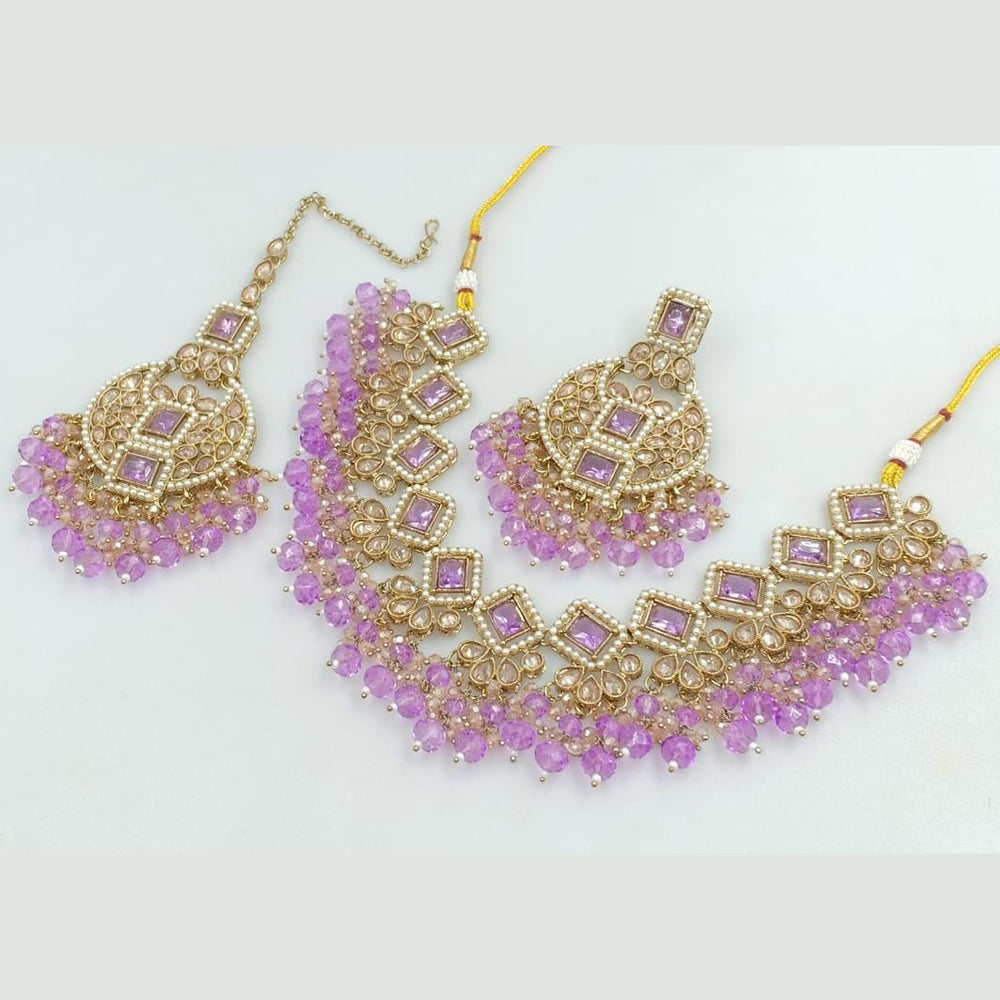 Manisha Jewellery Gold Plated Crystal Stone And Beads Necklace Set