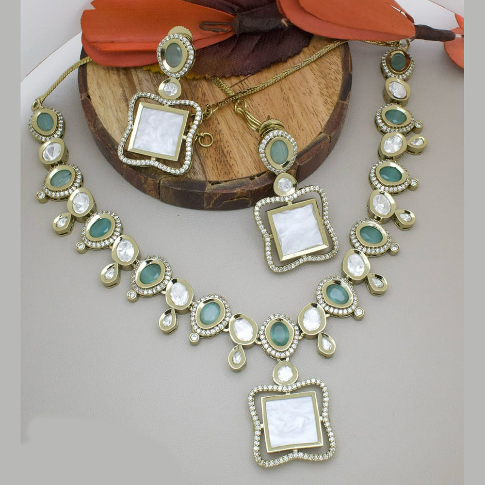 Manisha Jewellery Gold Plated Pota Stone And Austrian Stone Necklace Set