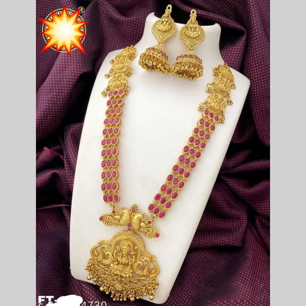 Manisha Jewellery Gold Plated Pota Stone Temple Necklace Set
