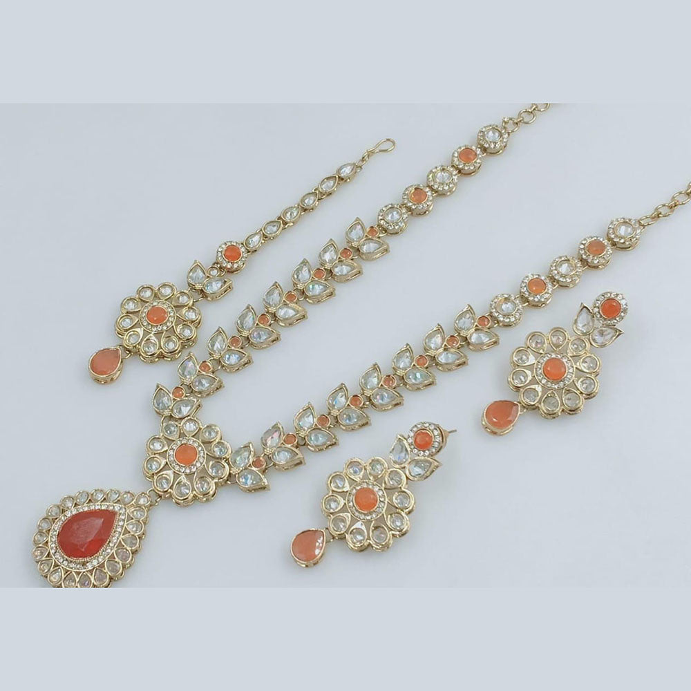Manisha Jewellery Gold Plated Crystal Stone Long Necklace Set