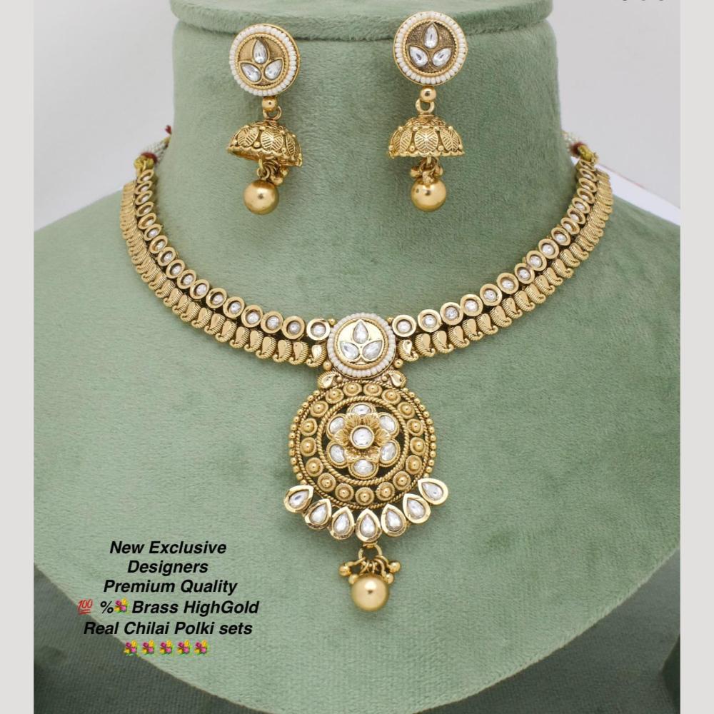 Manisha Jewellery Gold Plated Pota Stone Necklace Set