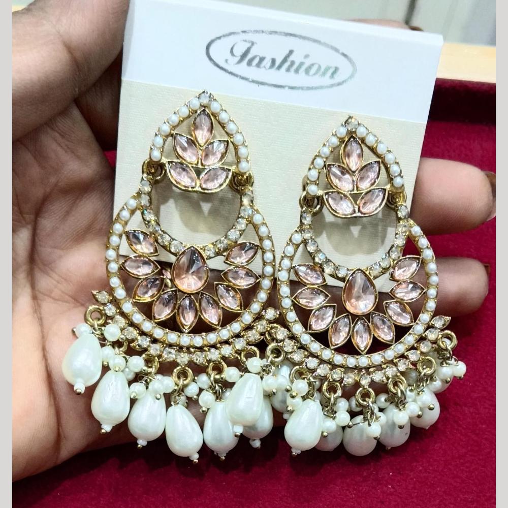 Manisha Jewellery Gold Plated Pota & Kundan Stone Dangler Earrings