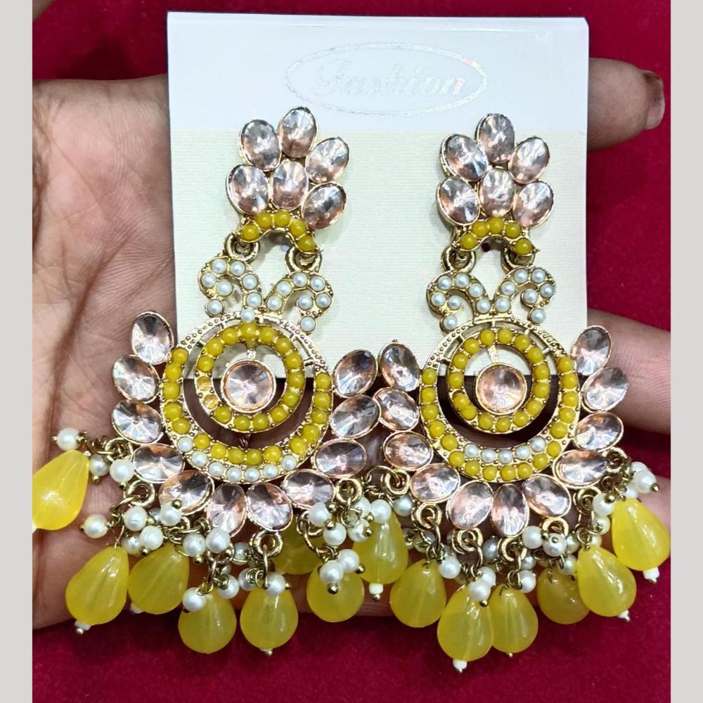 Manisha Jewellery Gold Plated Pota & Kundan Stone Dangler Earrings