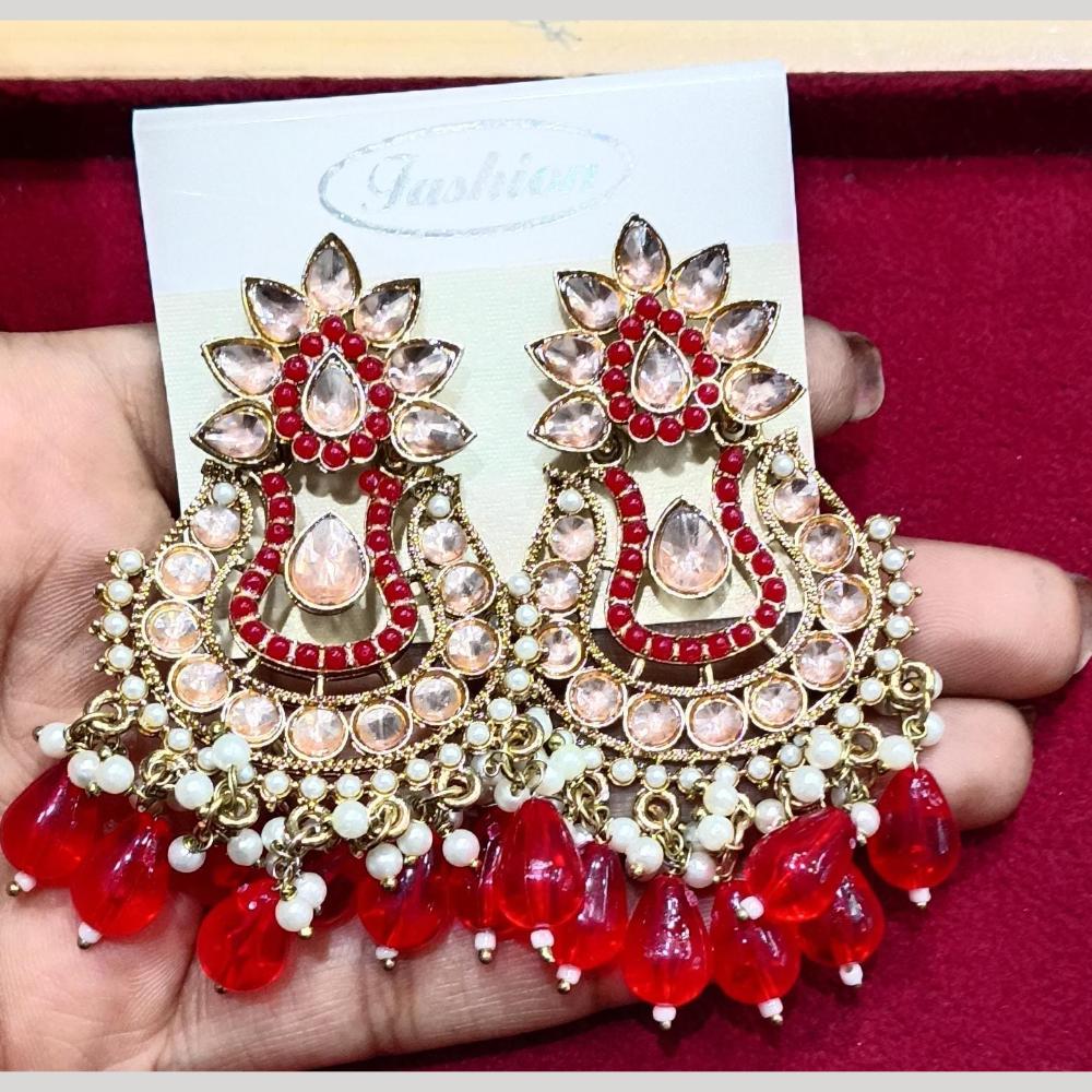 Manisha Jewellery Gold Plated Pota & Kundan Stone Dangler Earrings