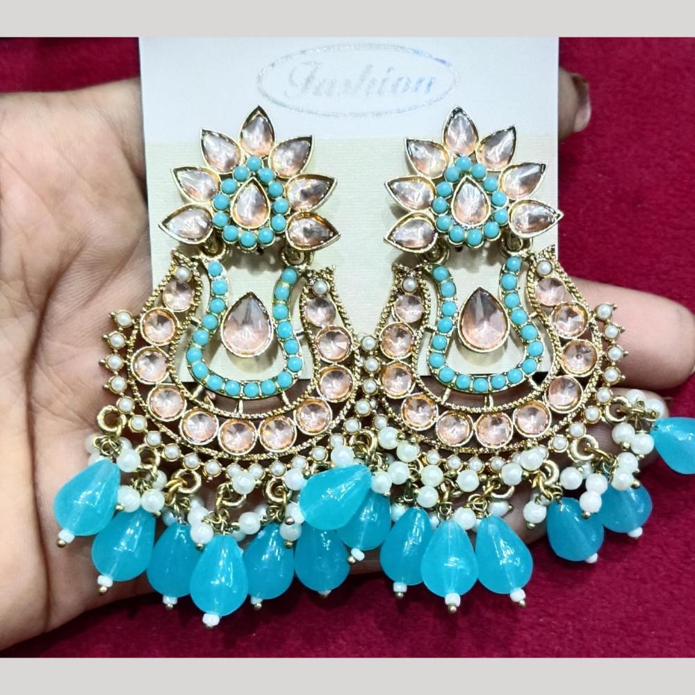 Manisha Jewellery Gold Plated Pota & Kundan Stone Dangler Earrings
