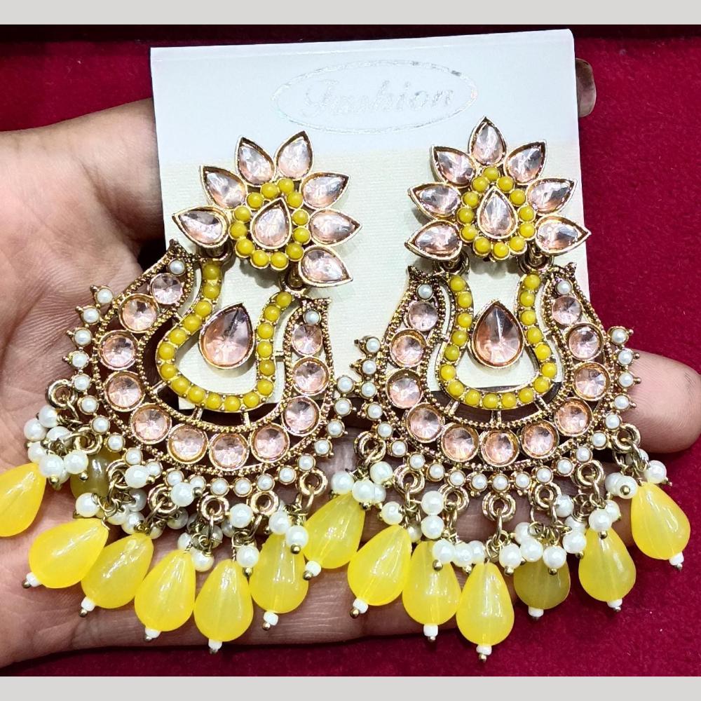 Manisha Jewellery Gold Plated Pota & Kundan Stone Dangler Earrings