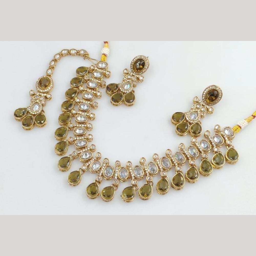 Manisha Jewellery Gold Plated Crystal Stone Necklace Set