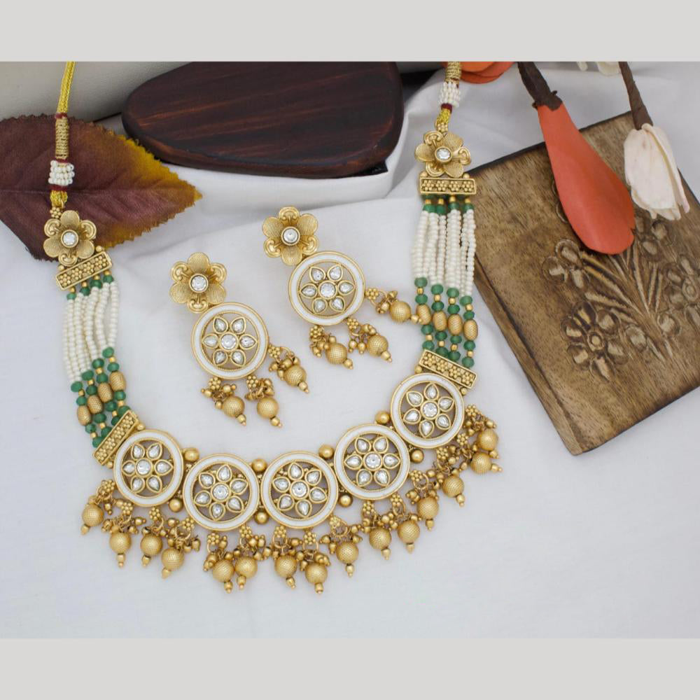 Manisha Jewellery Gold Plated Kundan Stone Necklace Set