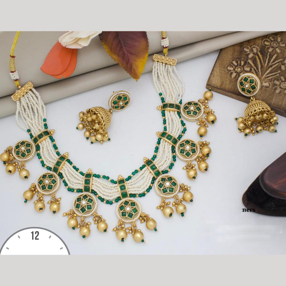 Manisha Jewellery Gold Plated Kundan Stone Necklace Set
