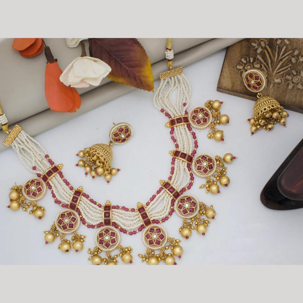 Manisha Jewellery Gold Plated Kundan Stone Necklace Set