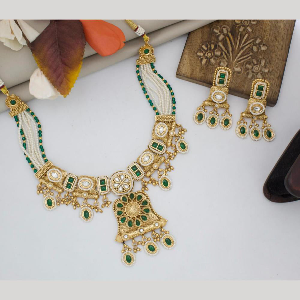 Manisha Jewellery Gold Plated Kundan Stone Necklace Set