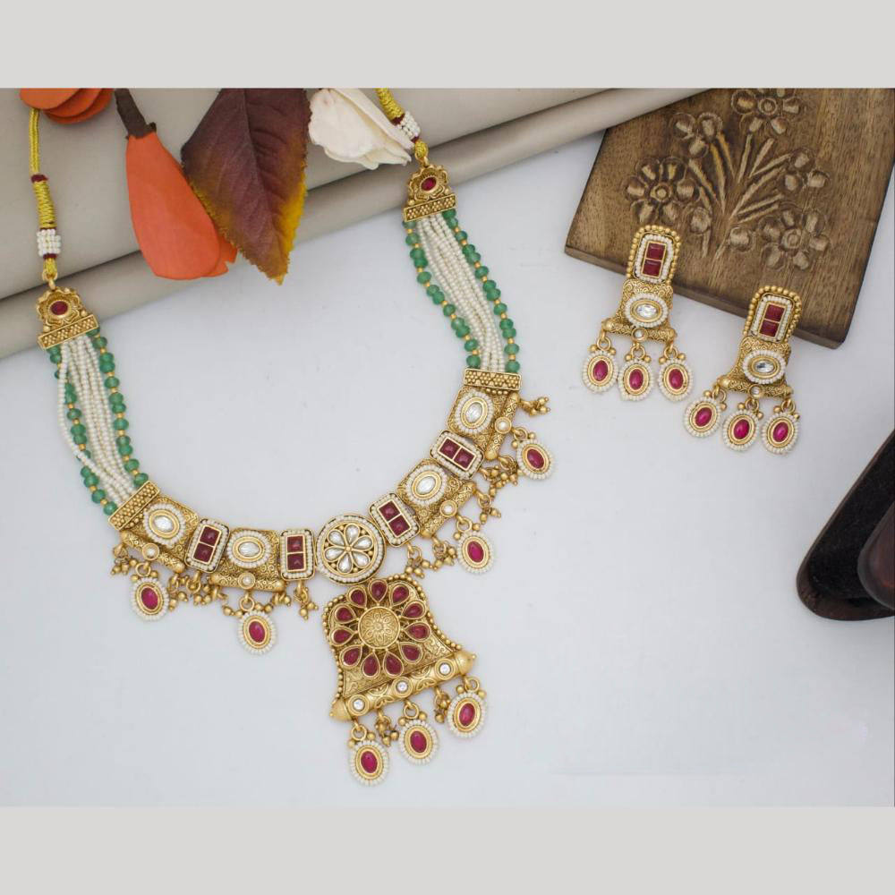 Manisha Jewellery Gold Plated Kundan Stone Necklace Set