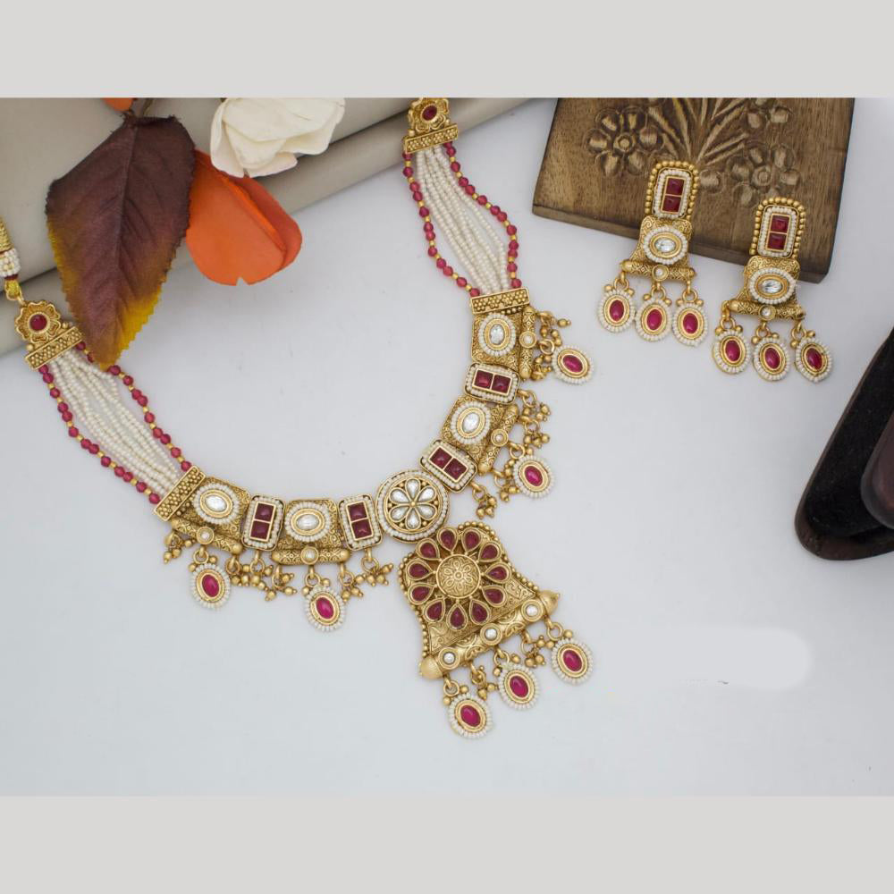 Manisha Jewellery Gold Plated Kundan Stone Necklace Set