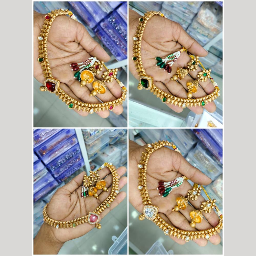Manisha Jewellery Gold Plated Kundan Stone Necklace Set