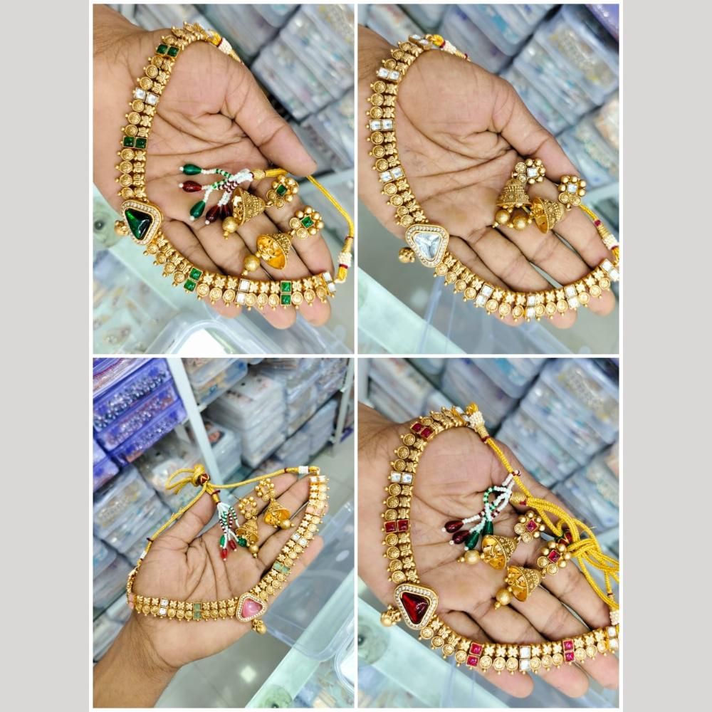 Manisha Jewellery Gold Plated Kundan Stone Necklace Set