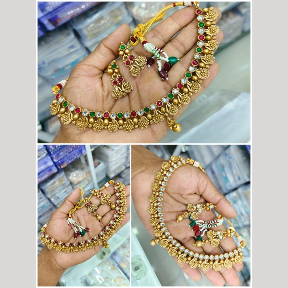 Manisha Jewellery Gold Plated Kundan Stone Necklace Set