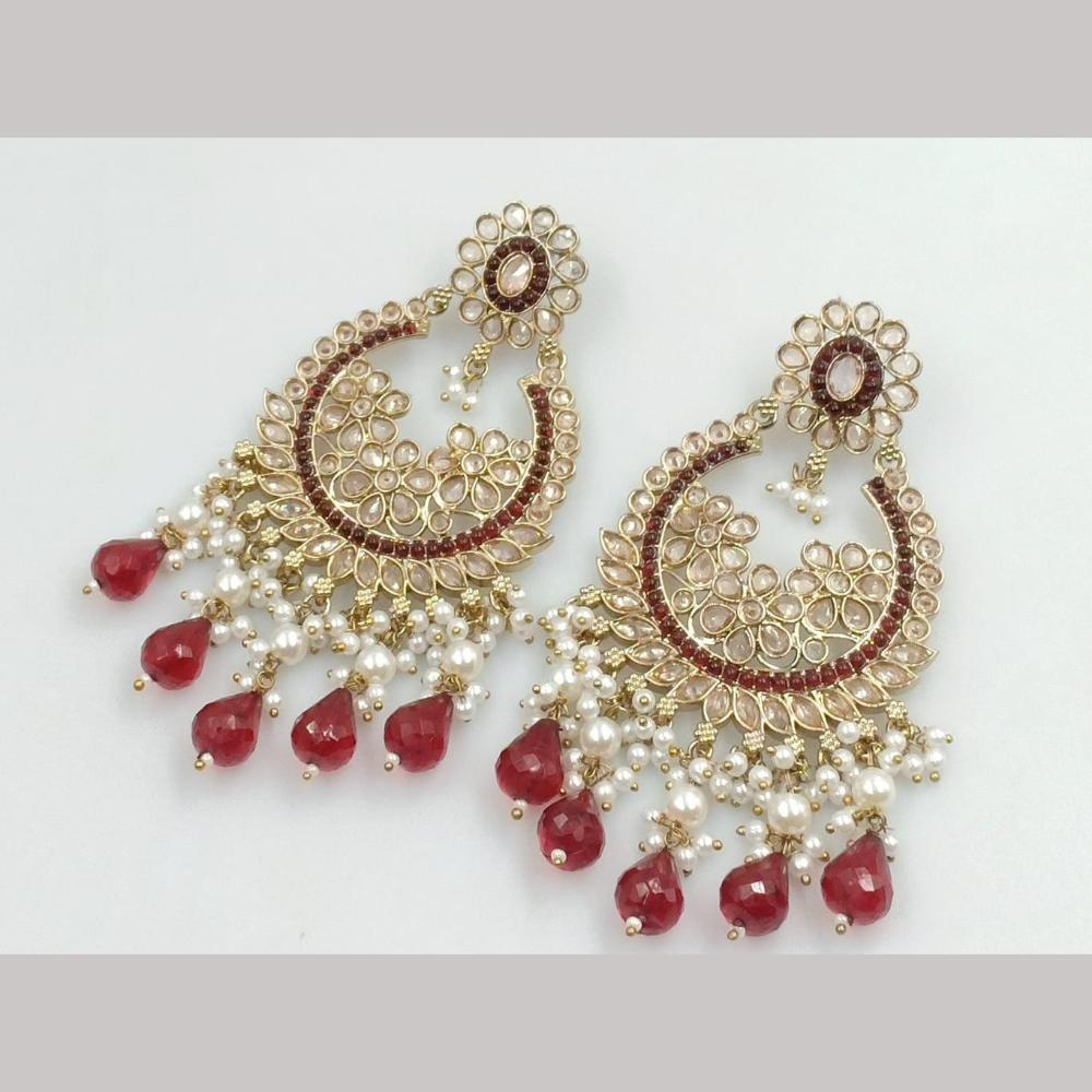 Manisha Jewellery Gold Plated Crystal Stone And Pearls Dangler Earrings