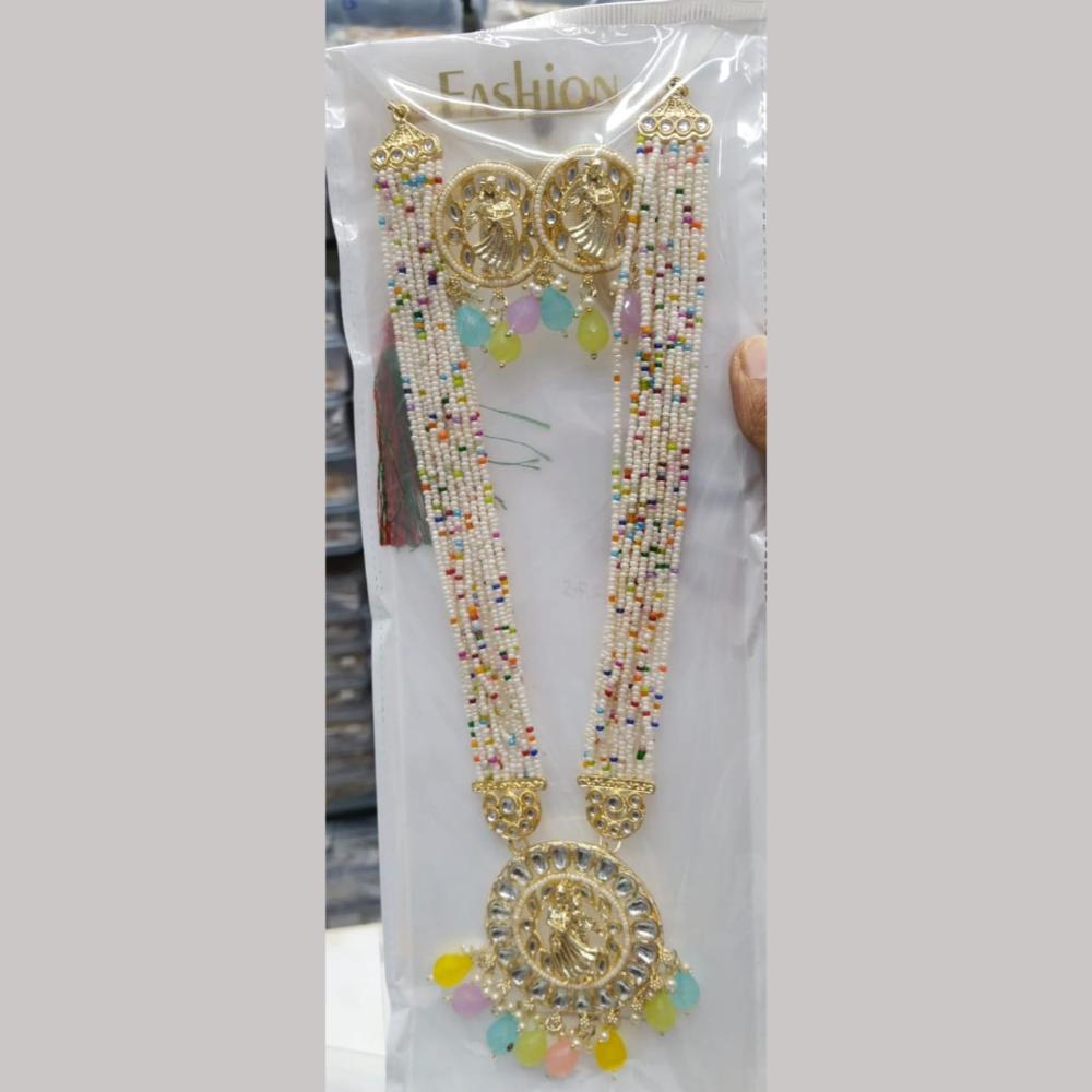 Manisha Jewellery Gold Plated Kundan Stone And Pearls Long Necklace Set