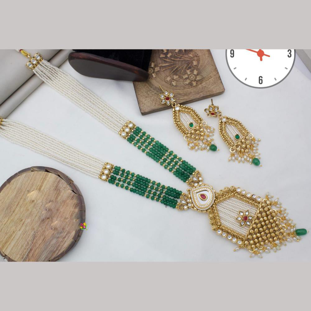 Manisha Jewellery Gold Plated Kundan Stone And Pearls Long Necklace Set