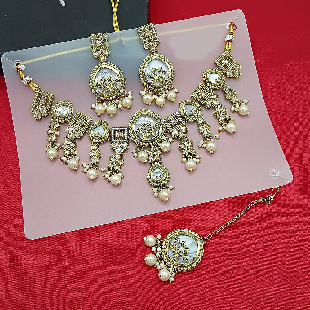Manisha Jewellery Gold Plated Crystal Stone And Pearls Necklace Set