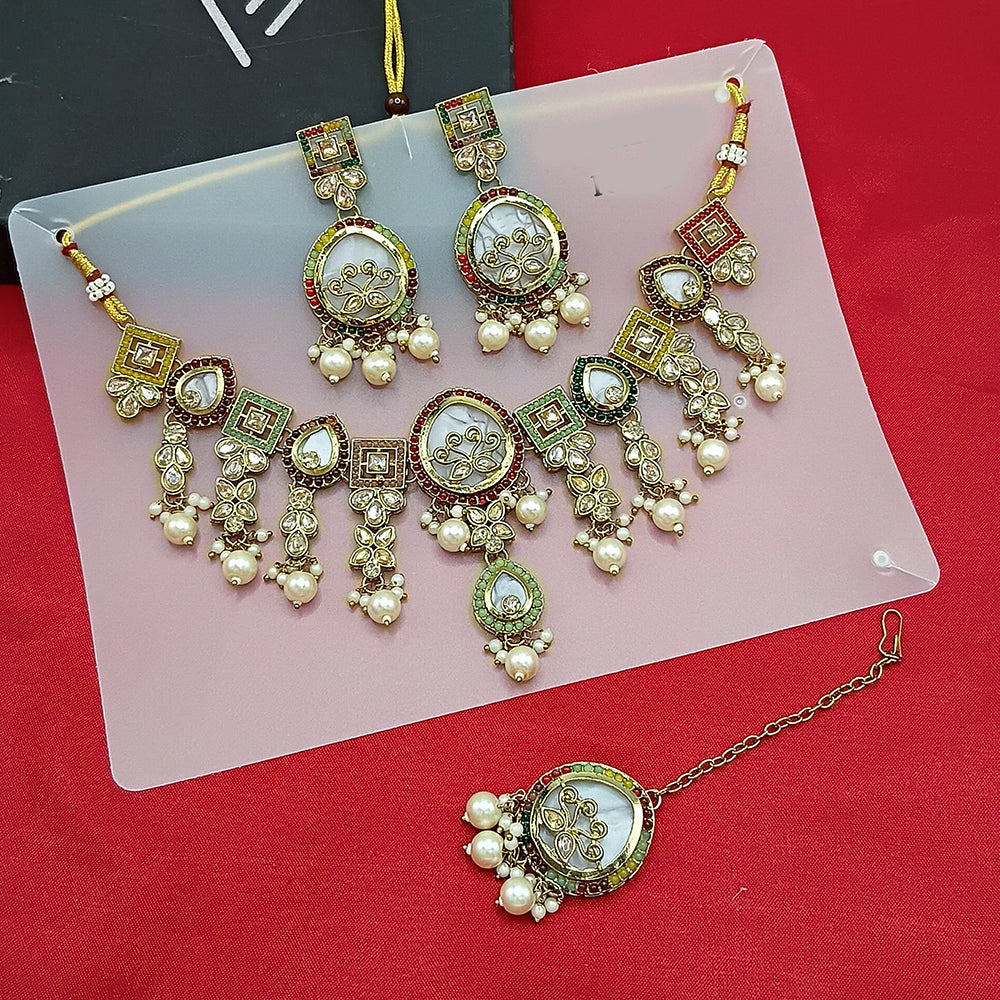 Manisha Jewellery Gold Plated Crystal Stone And Pearls Necklace Set