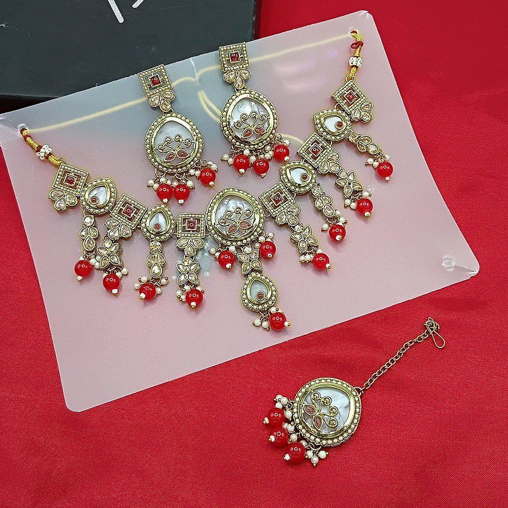 Manisha Jewellery Gold Plated Crystal Stone And Pearls Necklace Set