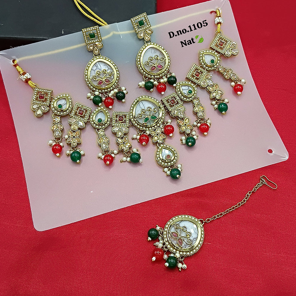 Manisha Jewellery Gold Plated Crystal Stone And Pearls Necklace Set