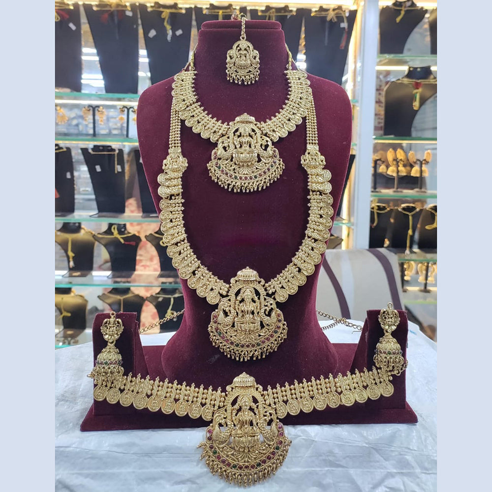 Manisha Jewellery Gold Plated Pota Stone Temple Combo Set