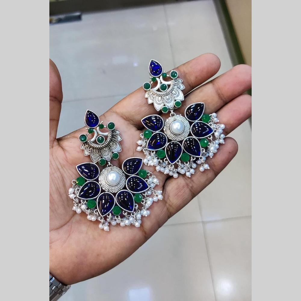 Manisha Jewellery Silver Plated Pota Stone Pearls Dangler Earrings
